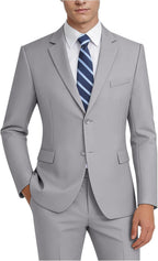 Slim Fit Linen 3-Piece Men’s Suit Light Grey