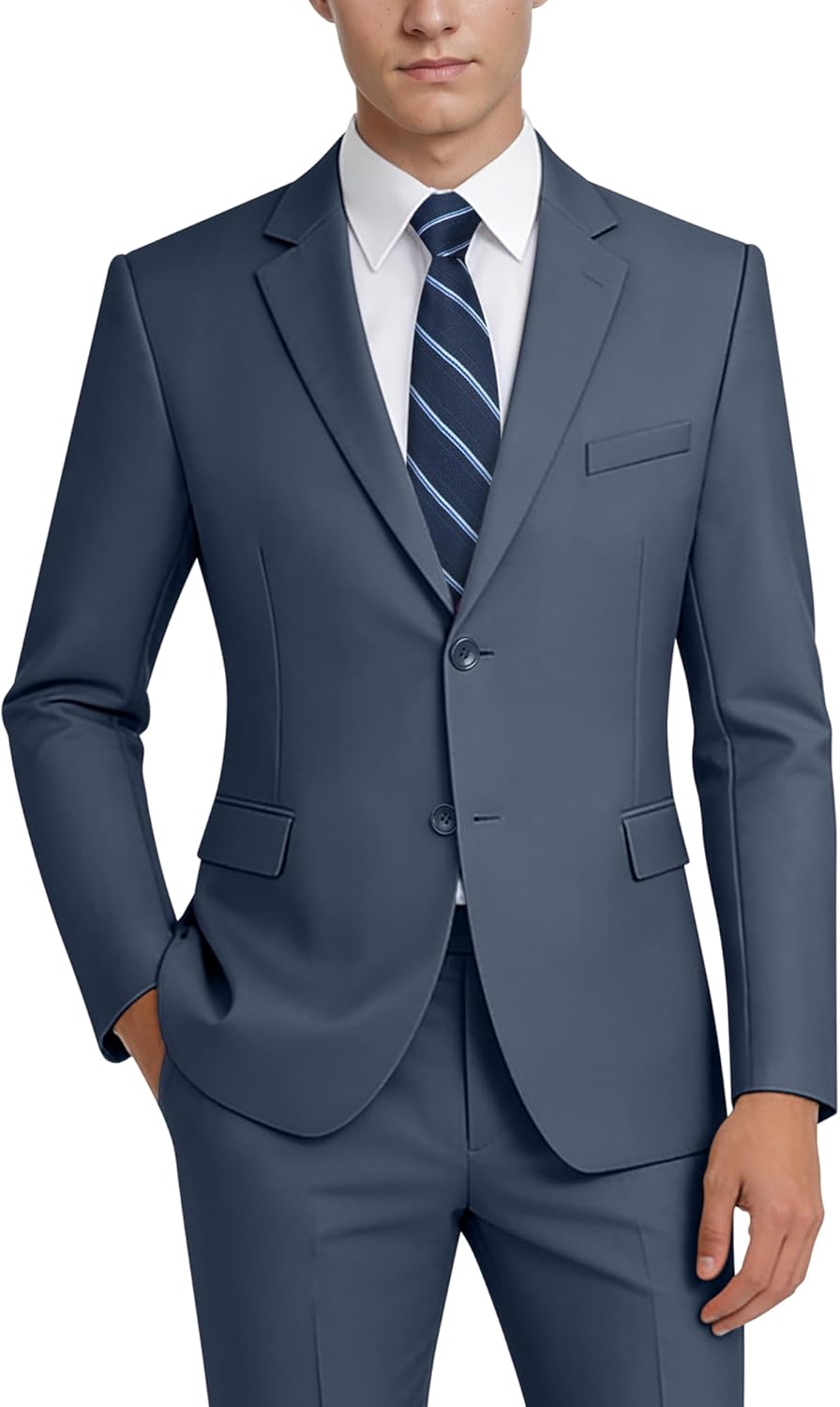 Slim Fit Linen 3-Piece Men’s Suit Dark Grey