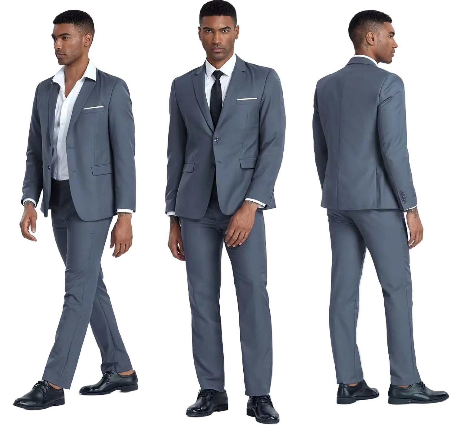 Slim Fit Linen 3-Piece Men’s Suit Dark Grey
