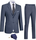 Slim Fit Linen 3-Piece Men’s Suit Dark Grey
