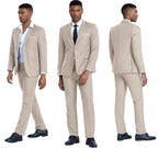 Slim Fit Linen 3-Piece Men’s Suit Light Champagne