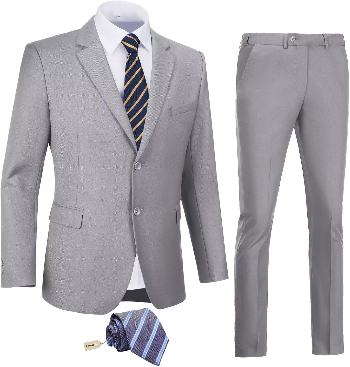Slim Fit Linen 3-Piece Men’s Suit Light Grey
