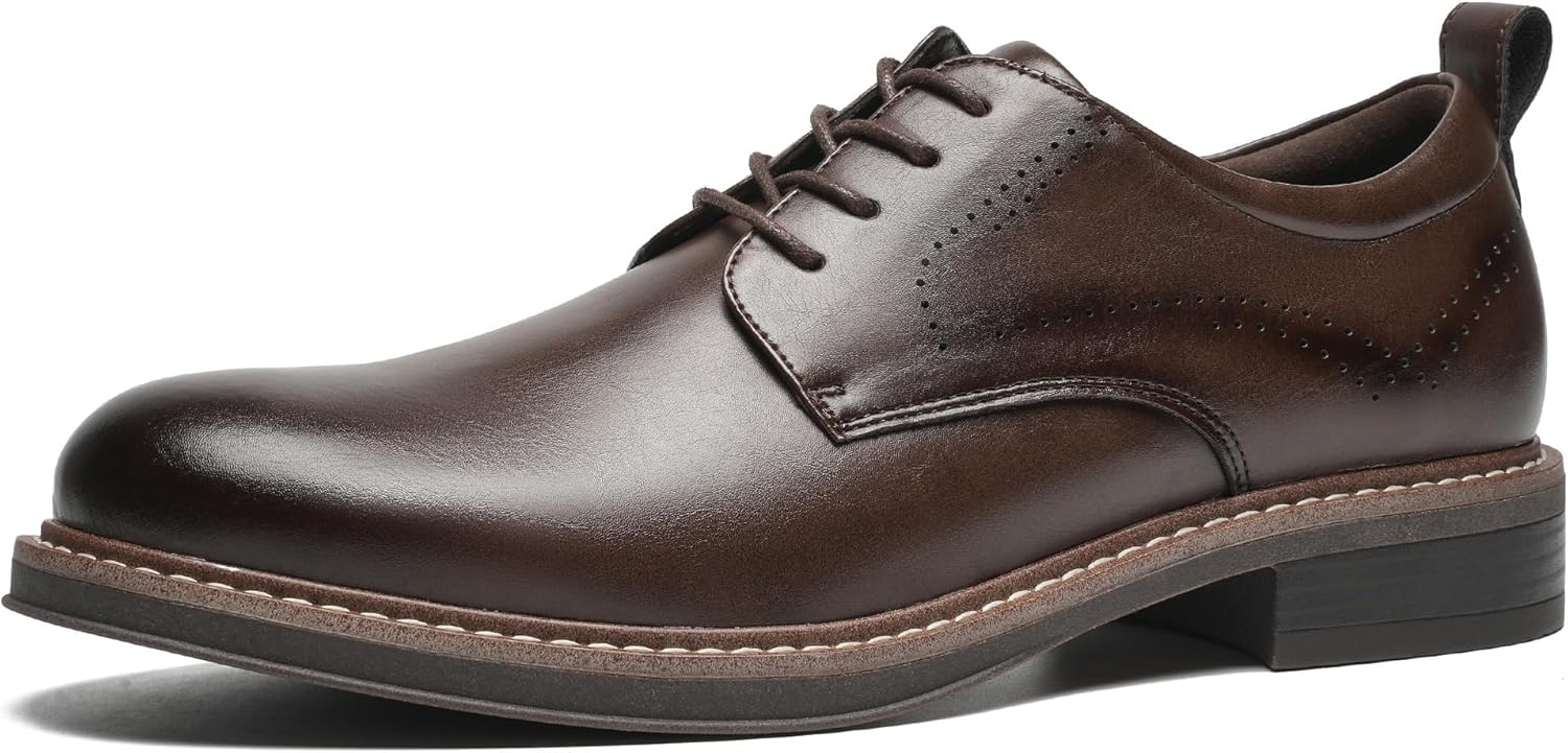 Men's Classic Cap Toe Oxford Shoes with Arch Support Coffeebrown