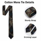 Plaid & Striped Cotton Skinny Necktie Blue & Charcoal Plaid