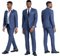 Slim Fit Linen 3-Piece Men’s Suit Denim Blue