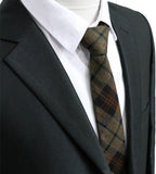 Plaid & Striped Cotton Skinny Necktie Coffee Brown Plaid