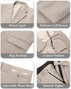 Slim Fit Linen 3-Piece Men’s Suit Light Champagne