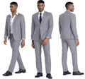 Slim Fit Linen 3-Piece Men’s Suit Light Grey