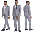Slim Fit Linen 3-Piece Men’s Suit Light Grey