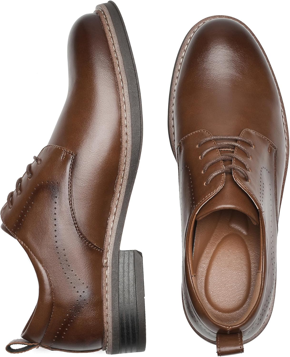 Men's Classic Cap Toe Oxford Shoes with Arch Support Brown