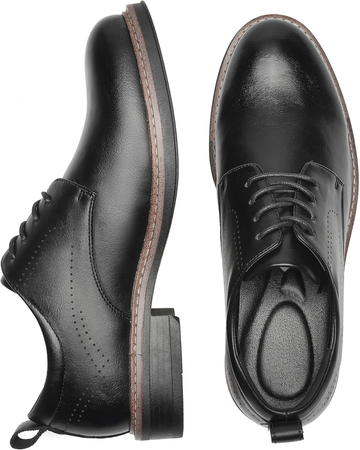 Men's Classic Cap Toe Oxford Shoes with Arch Support Black