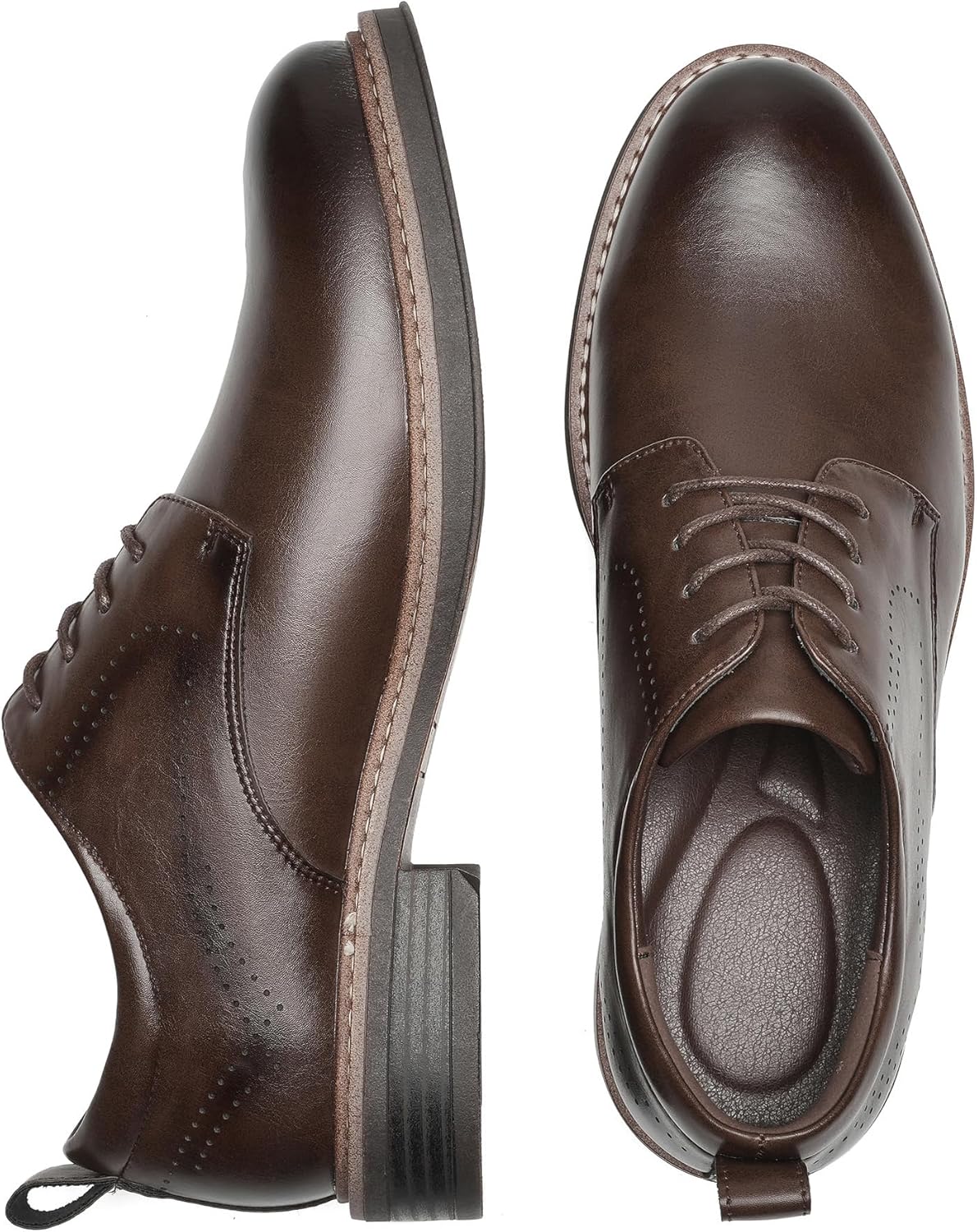 Men's Classic Cap Toe Oxford Shoes with Arch Support Coffeebrown