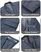Slim Fit Linen 3-Piece Men’s Suit Dark Grey