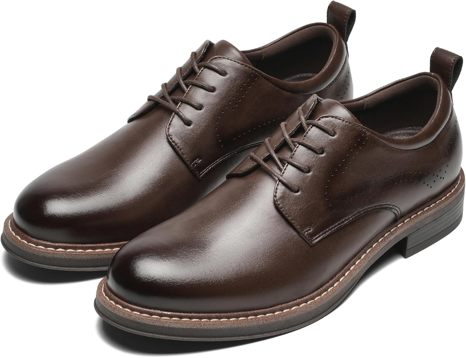 Men's Classic Cap Toe Oxford Shoes with Arch Support Coffeebrown